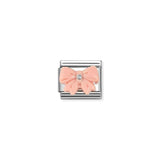 Nomination Composable Link Pink Coral Bow, Silver