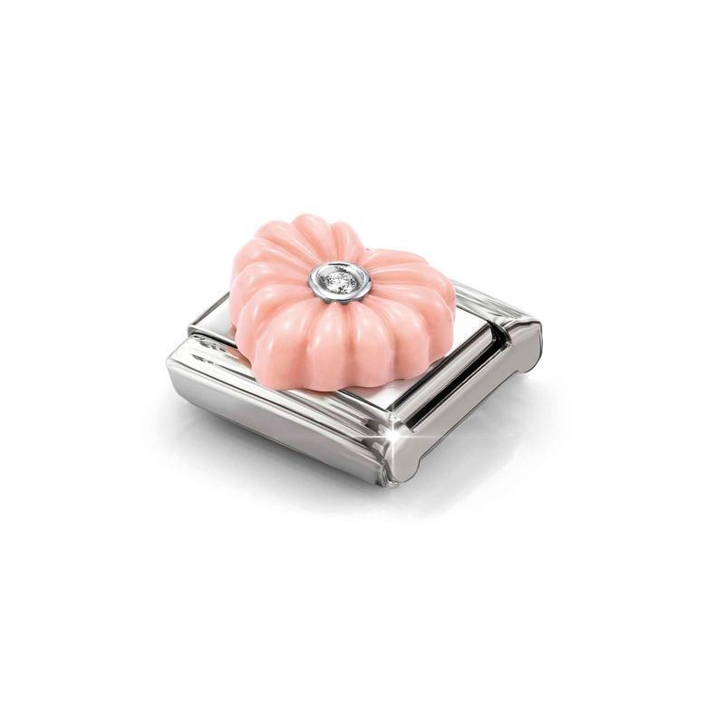 Nomination Composable Link Pink Crimped Heart, 925 Sterling Silver