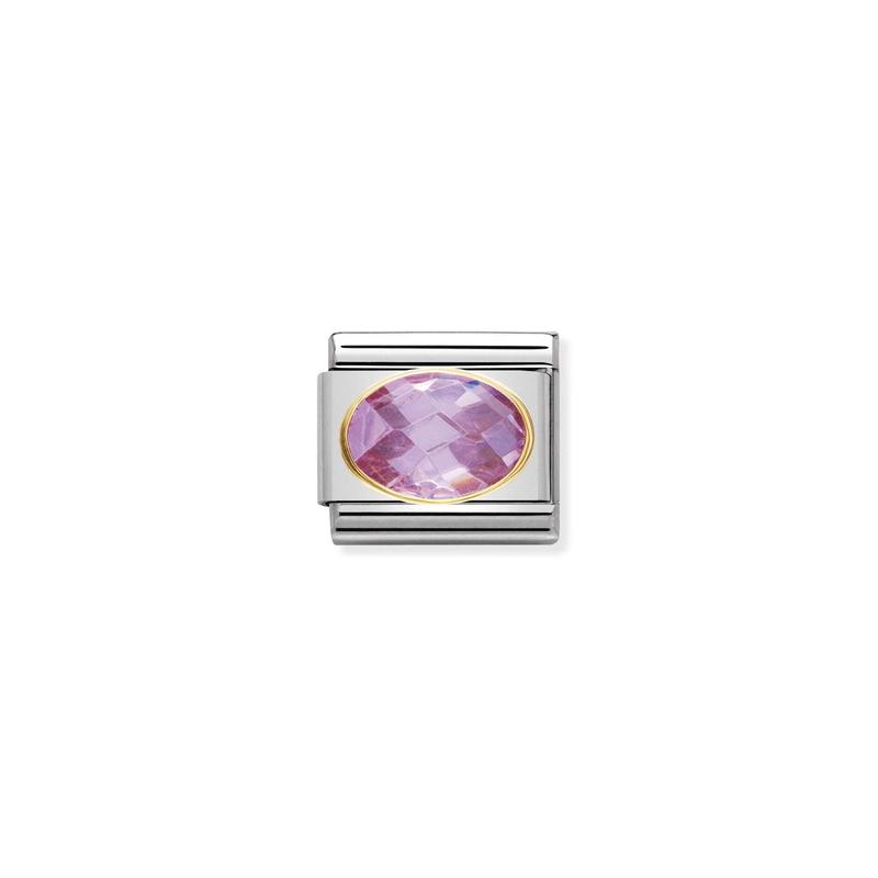 Nomination Composable Link Pink Faceted Cubic Zirconia, 18K Gold