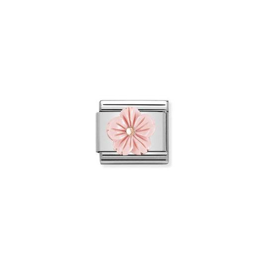 Nomination Composable Link Pink Flower, Coral Stone, 9K Rose Gold