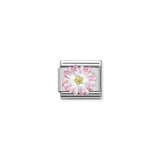 Nomination Composable Link Pink Flower, Cubic Zirconia, Silver & Enamel
