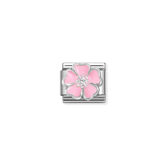 Nomination Composable Link Pink Flower, Silver & Enamel