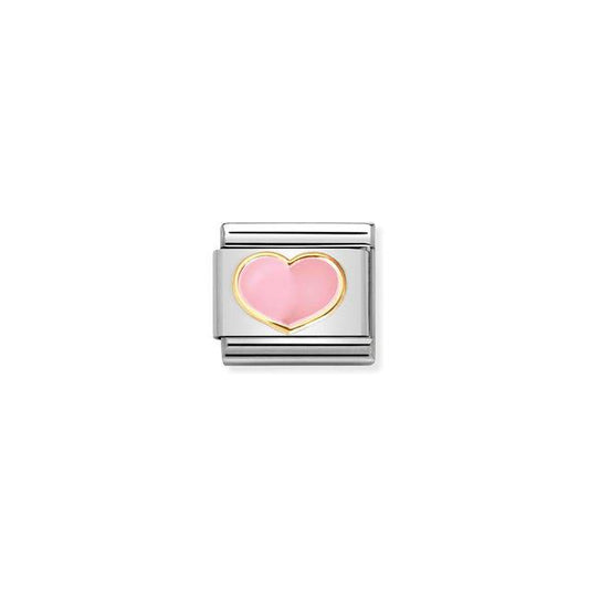 Nomination Composable Link Pink Heart, 18K Gold & Enamel
