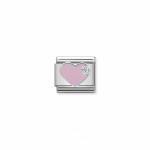 Nomination Composable Link Pink Heart, Cubic Zirconia, Silver & Enamel