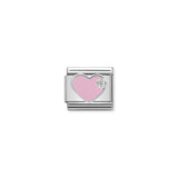 Nomination Composable Link Pink Heart, Cubic Zirconia, Silver & Enamel