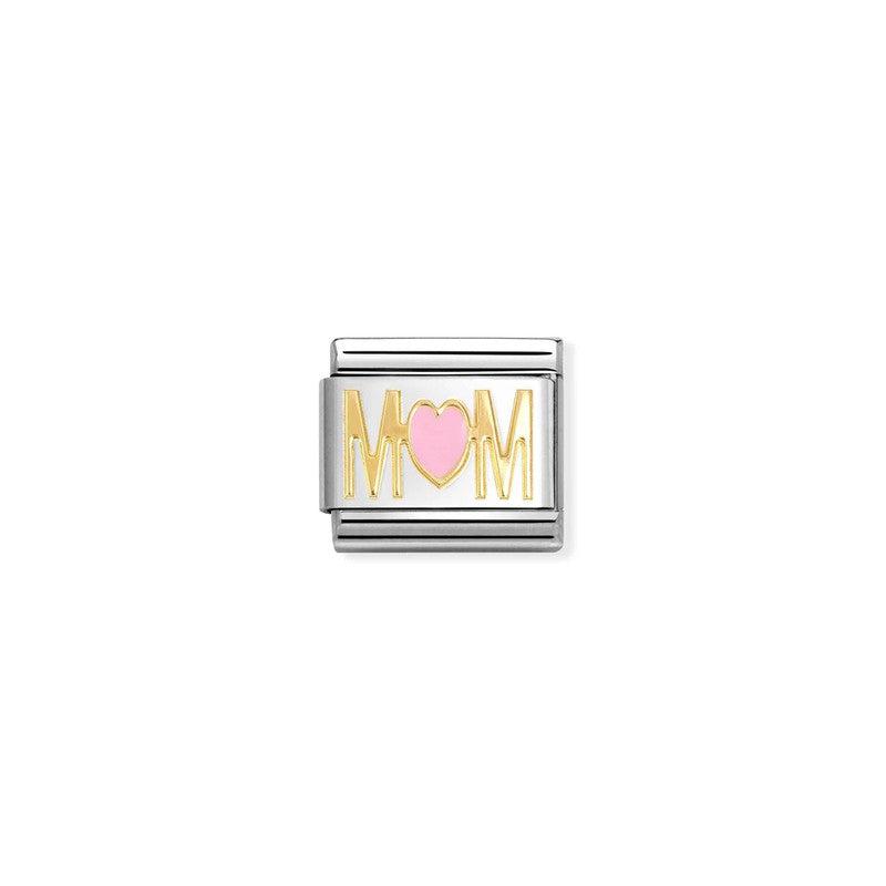 Nomination Composable Link Pink Heart Mom, 18K Gold