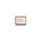 Nomination Composable Link Pink Heart Mom, 18K Gold