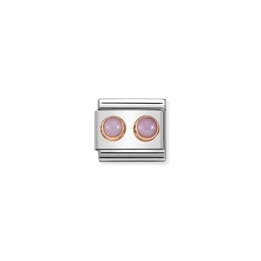 Nomination Composable Link Pink Opaline Double Stone, 9K Rose Gold