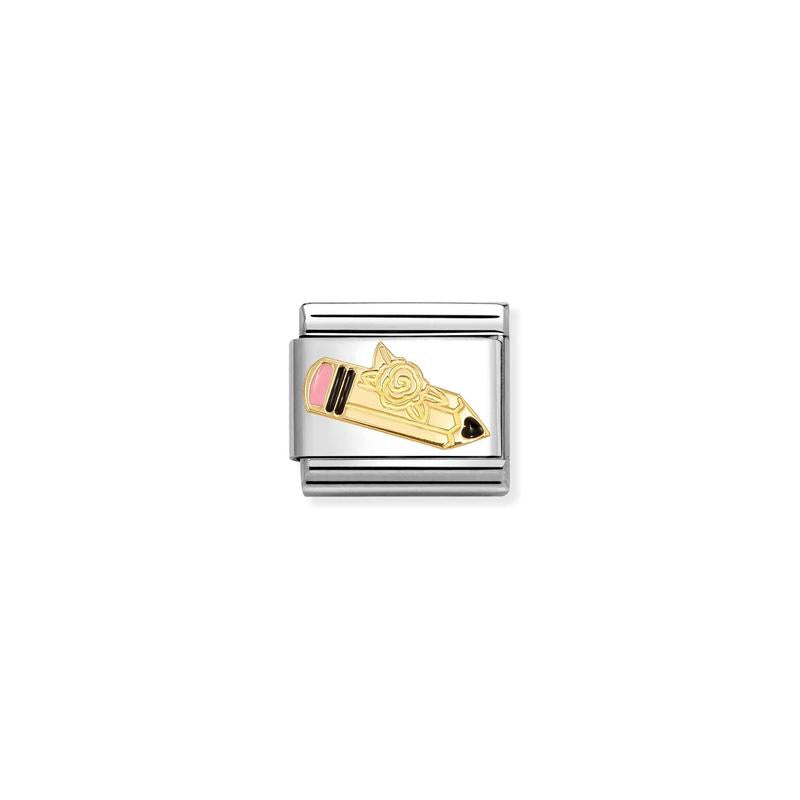 Nomination Composable Link Pink Pencil, 18K Gold & Enamel