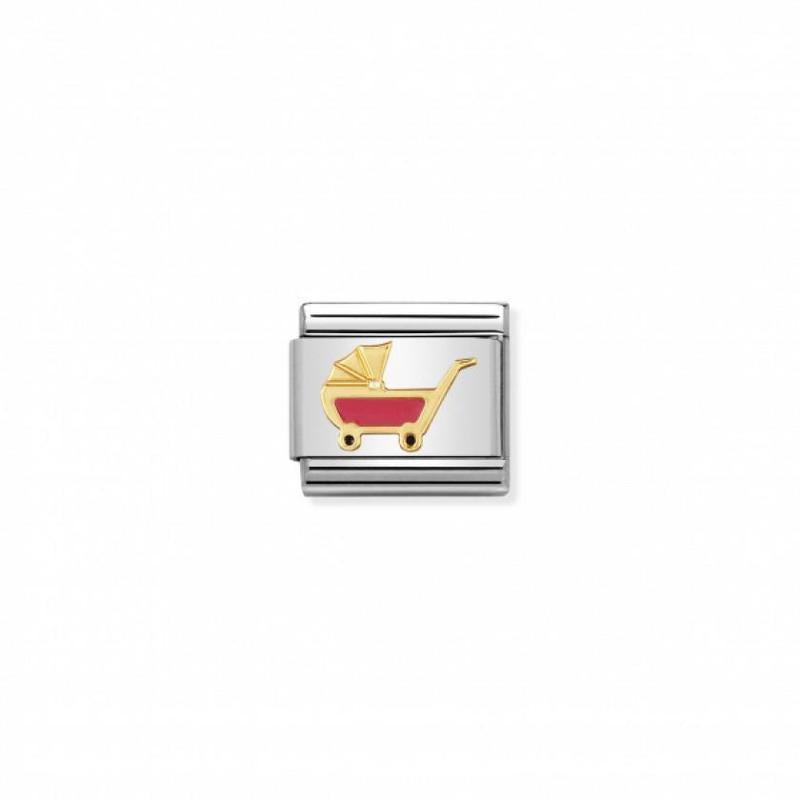 Nomination Composable Link Pink Pram, 18K Gold & Enamel
