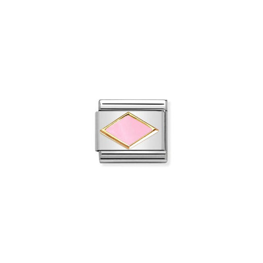 Nomination Composable Link Pink Rhombus, 18K Gold & Enamel