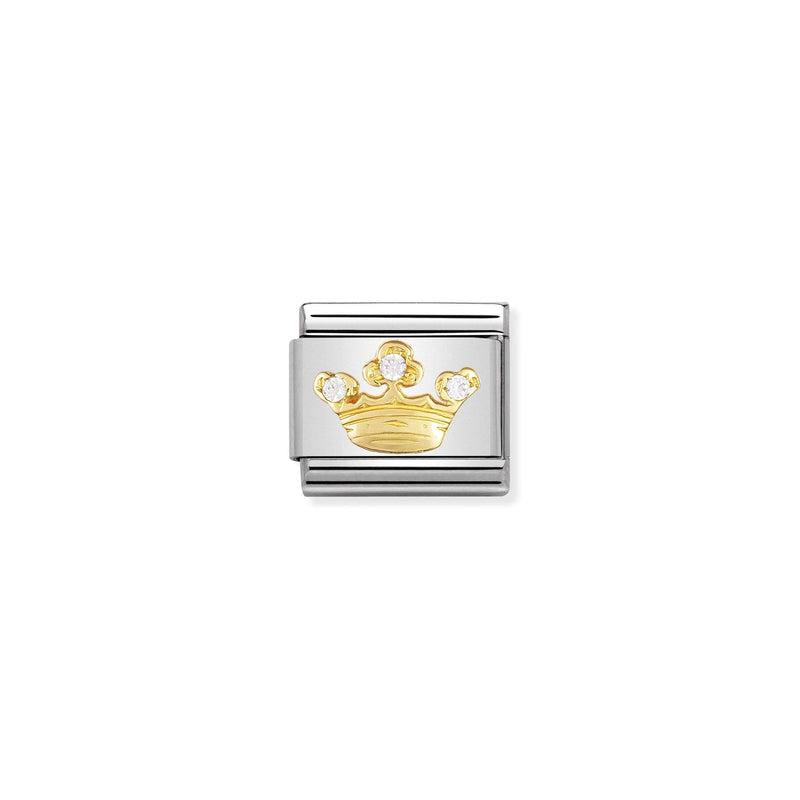 Nomination Composable Link Queen Crown, Cubic Zirconia, 18K Gold