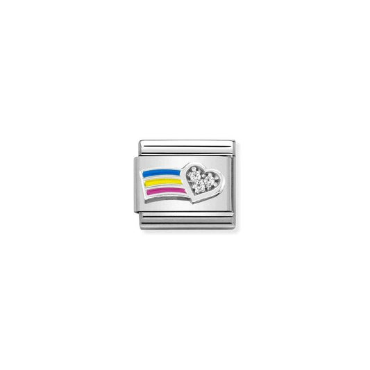 Nomination Composable Link Rainbow, Cubic Zirconia, Silver & Enamel