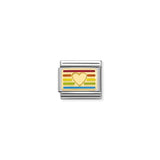 Nomination Composable Link Rainbow Flag Heart, 18K Gold & Enamel