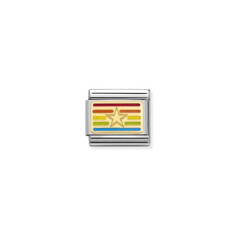 Nomination Composable Link, Rainbow Flag Star, 18K Gold & Enamel