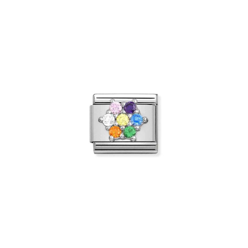 Nomination Composable Link Rainbow Flower, Cubic Zirconia, Silver