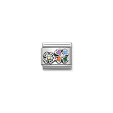 Nomination Composable Link Rainbow Four-Leaf Clovers, Cubic Zirconia, Silver