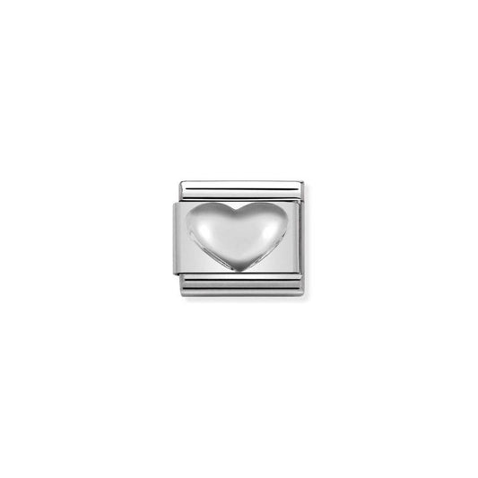 Nomination Composable Link Raised Heart, Silver