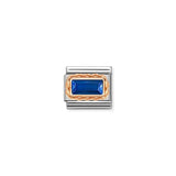 Nomination Composable Link Rectangle, Faceted Blue Cubic Zirconia, 9K Rose Gold