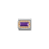 Nomination Composable Link Rectangle, Faceted Purple Cubic Zirconia, 9K Rose Gold