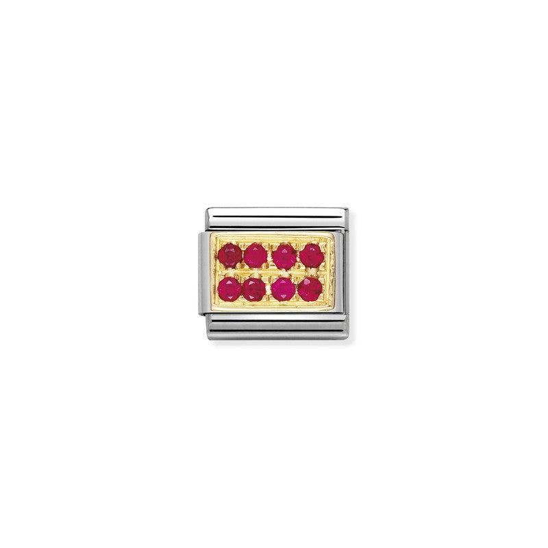Nomination Composable Link Red Cubic Zirconia Pave, 18K Gold