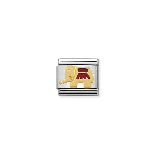 Nomination Composable Link Red Elephant, 18K Gold & Enamel