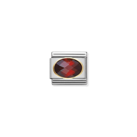 Nomination Composable Link Red Faceted Cubic Zirconia, 18K Gold