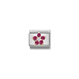 Nomination Composable Link Red Flower, Cubic Zirconia, 9K Rose Gold
