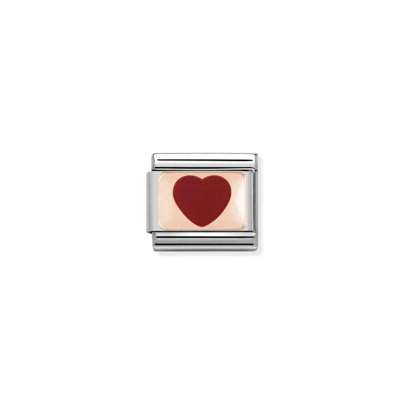 Nomination Composable Link Red Heart, 9K Rose Gold & Enamel