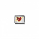 Nomination Composable Link Red Heart Arrow, 18K Gold & Enamel