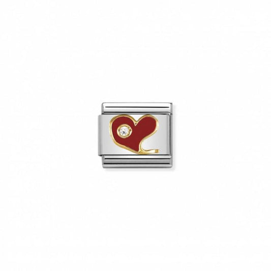 Nomination Composable Link Red Heart, Cubic Zirconia, 18K Gold & Enamel