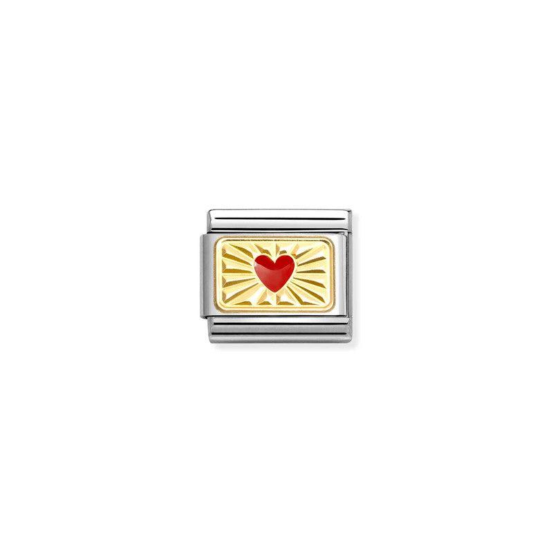 Nomination Composable Link Red Heart, Etched, 18K Gold & Enamel