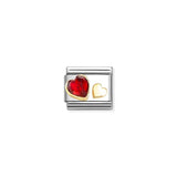 Nomination Composable Link Red Heart, Faceted Cubic Zirconia, 18K Gold