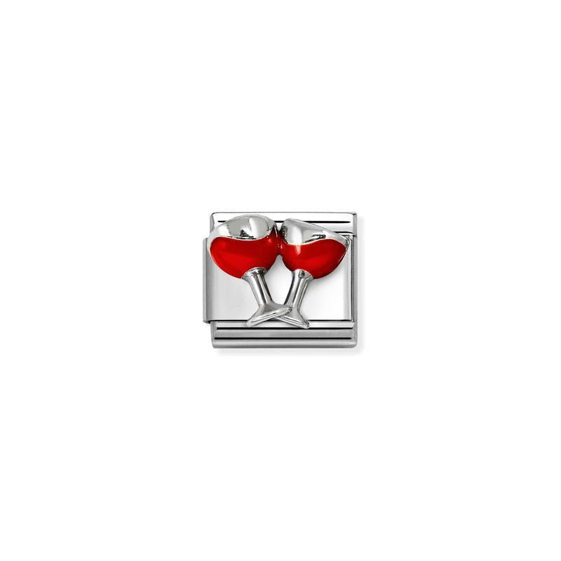 Nomination Composable Link Red Wine Glasses, 925 Sterling Silver