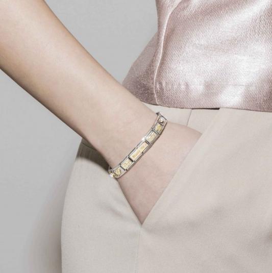 Nomination Composable Link Rhombus, Etched, 18K Gold