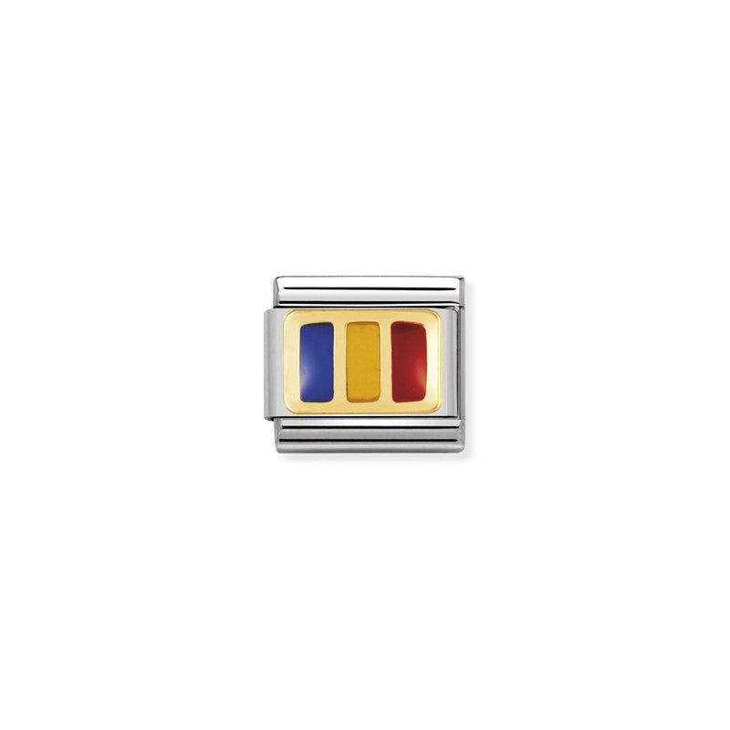 Nomination Composable Link Romania Flag, 18K Gold & Enamel