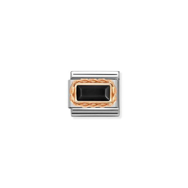 Nomination Composable Link Rope, Black Agate Stone, 9K Rose Gold