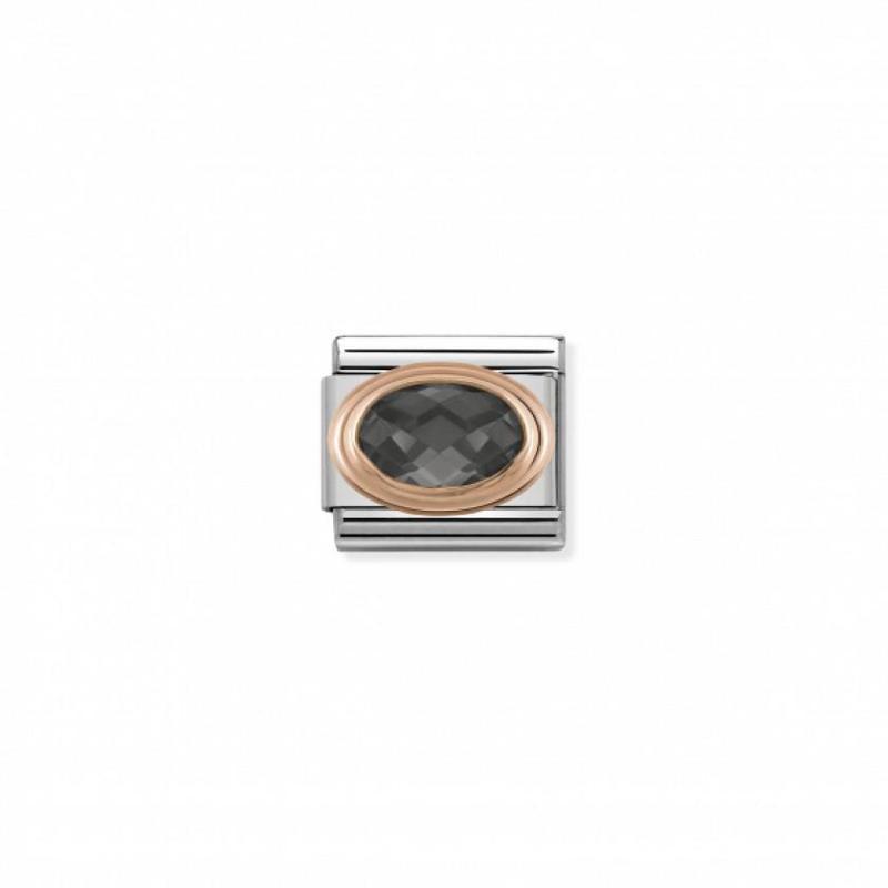 Nomination Composable Link Rope, Faceted Black Cubic Zirconia, 9K Rose Gold
