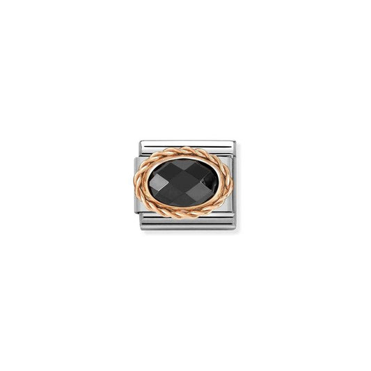 Nomination Composable Link Rope, Faceted Black Cubic Zirconia, 9K Rose Gold