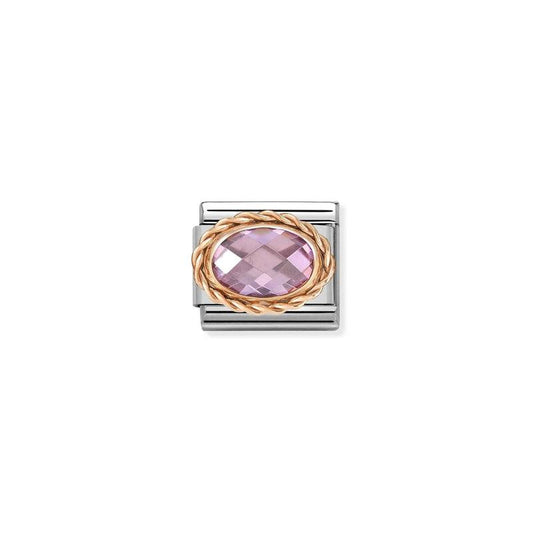 Nomination Composable Link Rope, Faceted Pink Cubic Zirconia, 9K Rose Gold