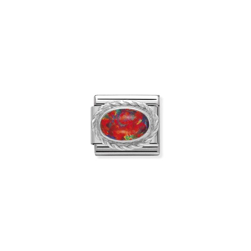 Nomination Composable Link Oval Red Opal Stone, Silver