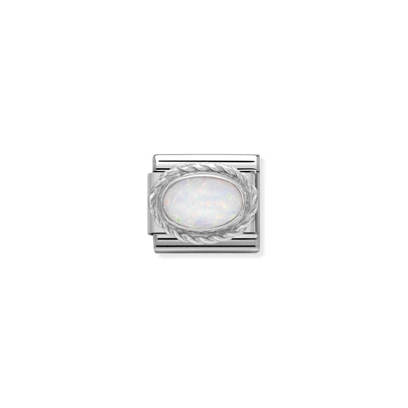 Nomination Composable Link Rope, Oval White Opal Stone, Silver