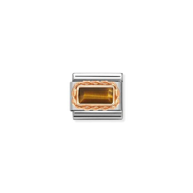 Nomination Composable Link Rope, Tigers Eye Stone, 9K Rose Gold