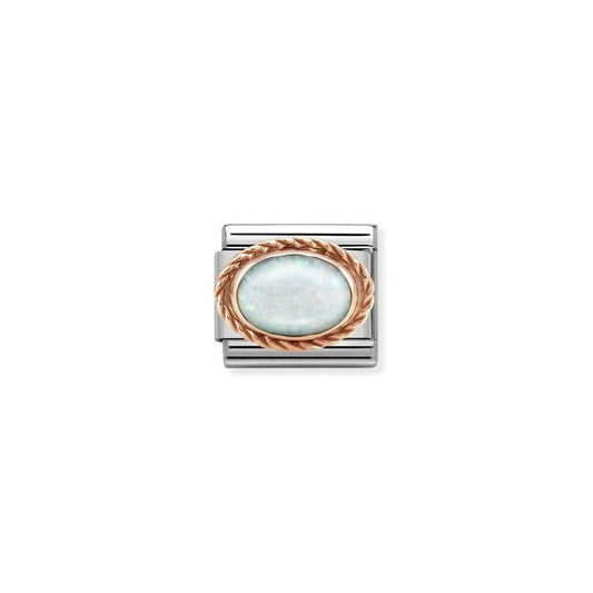 Nomination Composable Link Rope, White Opal Stone, 9K Rose Gold