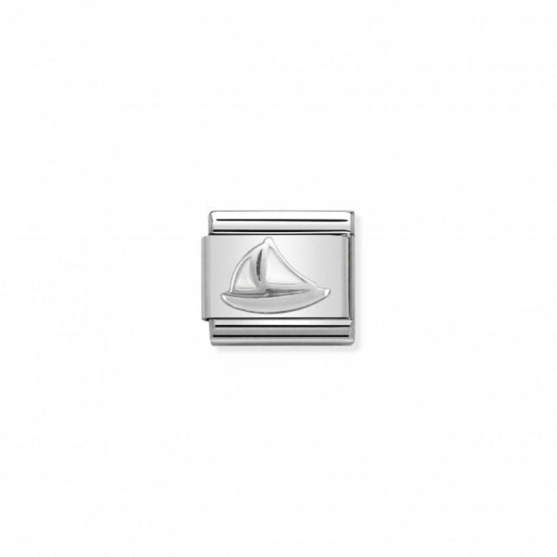 Nomination Composable Link Sail Boat, Silver & Enamel