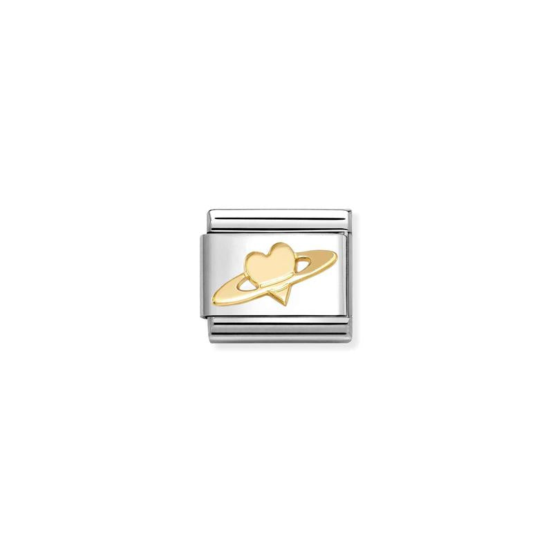 Nomination Composable Link Saturn Heart, 18K Gold
