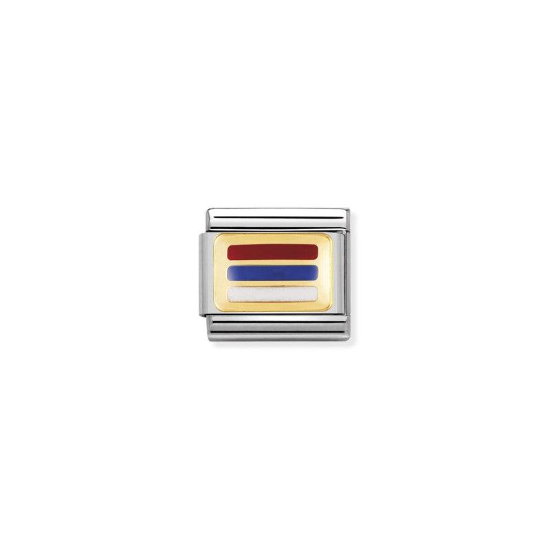 Nomination Composable Link Serbia Flag, 18K Gold & Enamel