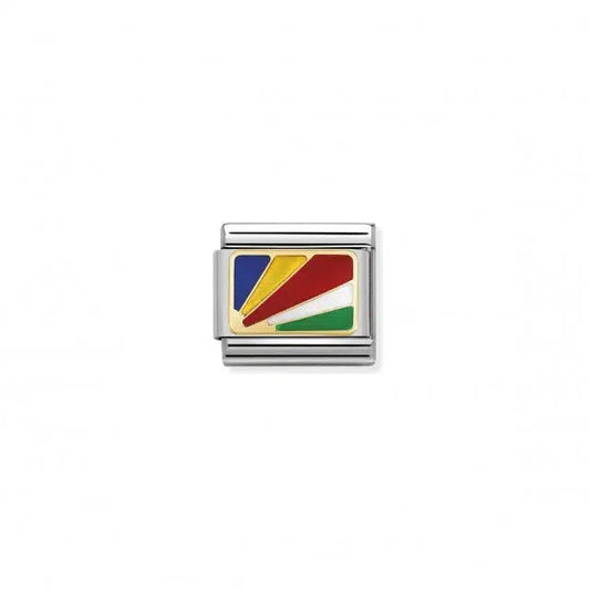 Nomination Composable Link Seychelles Flag, 18K Gold & Enamel