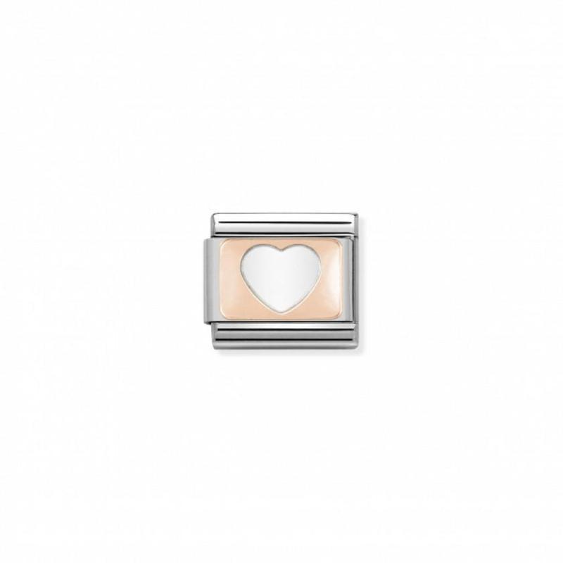Nomination Composable Link Silver Heart, 9K Rose Gold