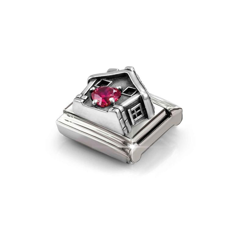 Nomination Composable Link Silver House, CZ Heart, 925 Sterling Silver